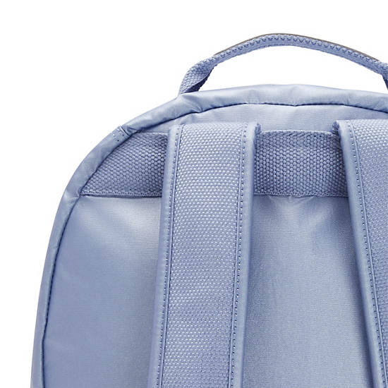 Seoul Large Metallic 15" Laptop Backpack, Clear Blue Metallic, large