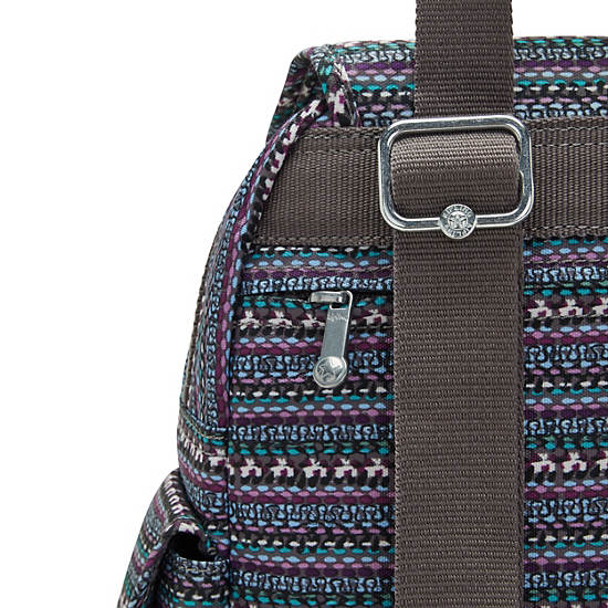 City Pack Mini Printed Backpack, Stripy Dots, large