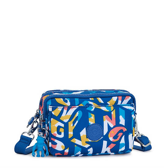 Abanu Multi Printed Convertible Crossbody Bag, Kipling Neon, large