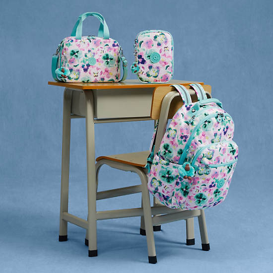 Seoul Large Printed 15" Laptop Backpack, Aqua Blossom, large