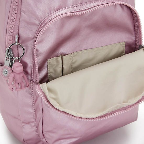 Seoul Small Metallic Tablet Backpack, Posey Pink Metallic, large