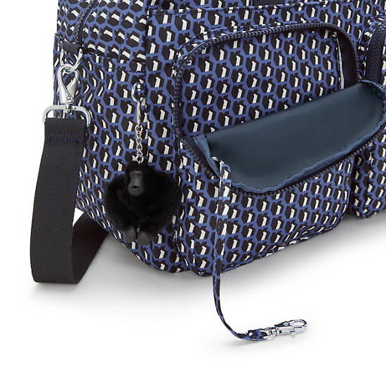 Defea Extra Large Printed Weekender Duffle Bag, 3D K Blue, large