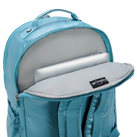 Seoul Extra Large Metallic 17" Laptop Backpack, Aqua Tides Metallic, large