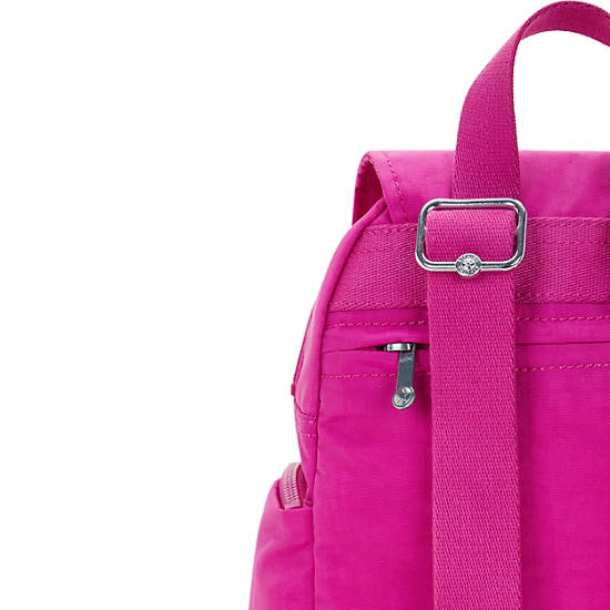 City Zip Mini Backpack, Glowing Fuchsia, large