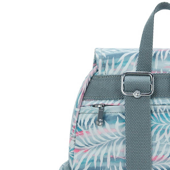 City Zip Small Printed Backpack, Palm Tree Leaves, large