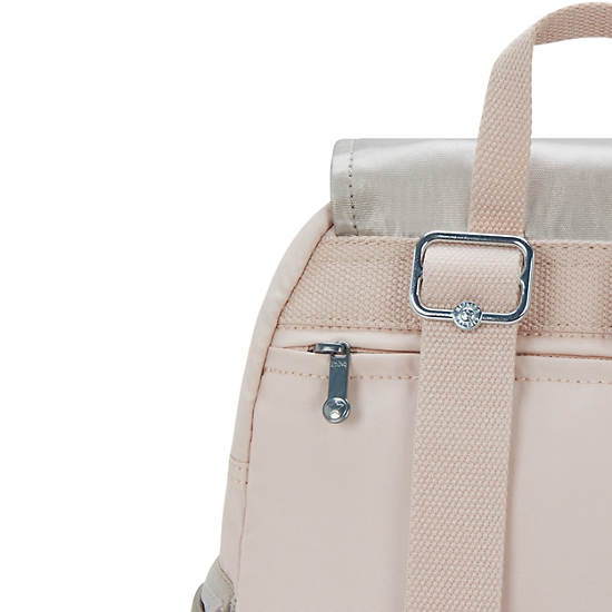 City Zip Small Backpack, Posey Pink Metallic, large