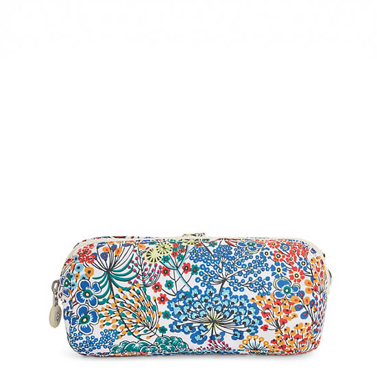 Wolfe Printed Pencil Pouch, Little Flower Blue, large