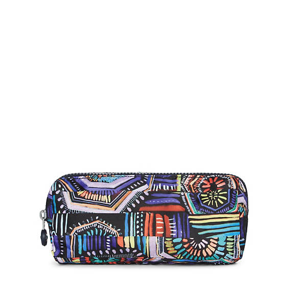Wolfe Printed Pencil Pouch, Kipling Neon, large