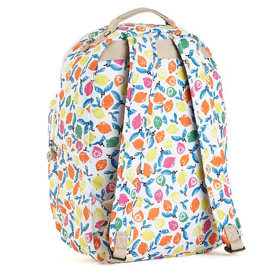 Seoul Large Printed Laptop Backpack, Cool Coral, large