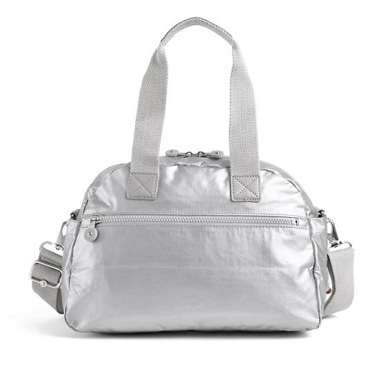 Defea Metallic Shoulder Bag, Platinum Metallic, large
