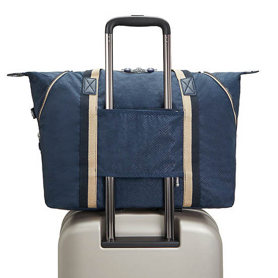 Art Medium Printed Tote Bag, Endless Blue Embossed, large