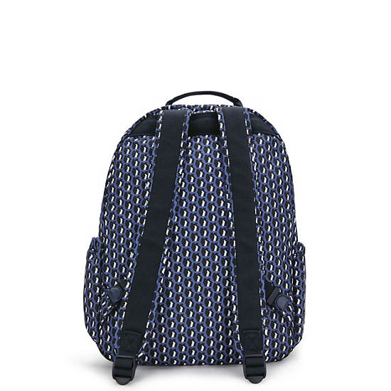 Seoul Large Printed 15" Laptop Backpack, 3D K Blue, large