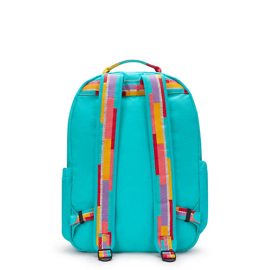 Seoul Large 15" Laptop Backpack, Peacock Teal Stripe, large