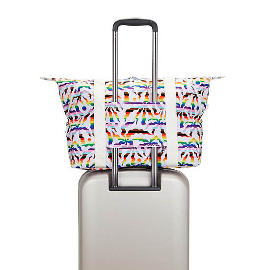 Art Medium Printed Tote Bag, Rainbow Palm, large