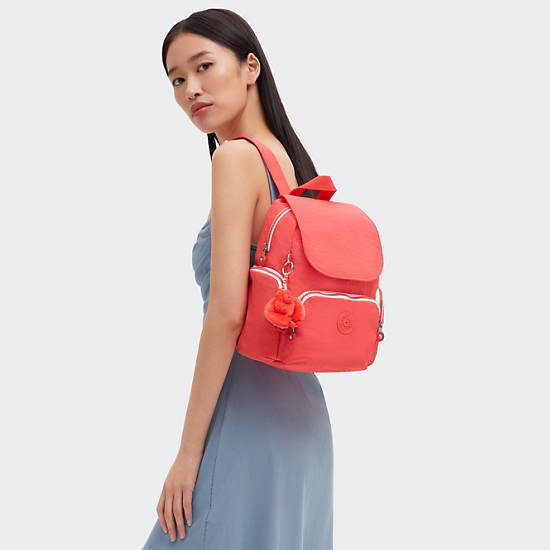 City Zip Mini Backpack, Almost Coral, large