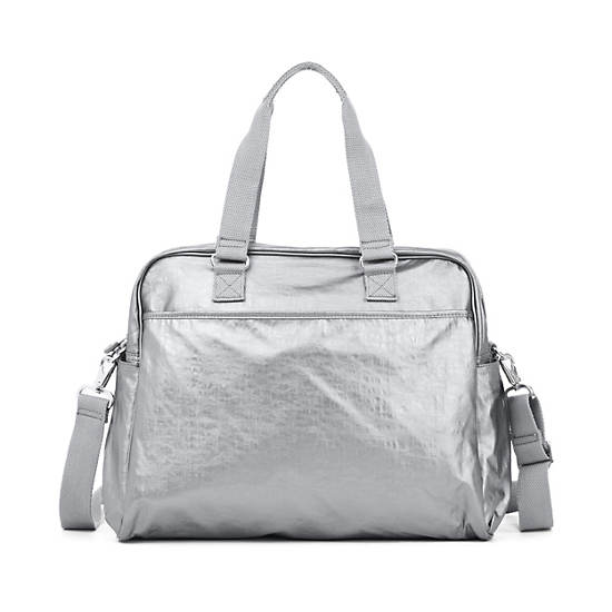 Alanna Metallic Diaper Bag, Platinum Metallic, large