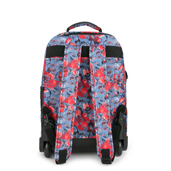 Sanaa Large Printed Rolling Backpack, Aqua Blossom, large