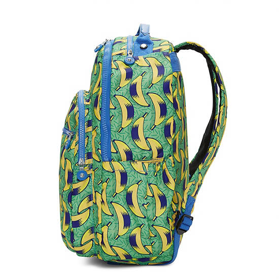 Seoul Large Printed Laptop Backpack, Starry  Vision Teal, large