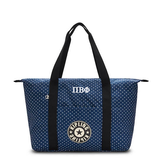 Art Medium Lite Printed Tote Bag, Perri Blue Woven, large