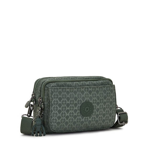 Abanu Multi Printed Convertible Crossbody Bag, Signature Green Embossed, large