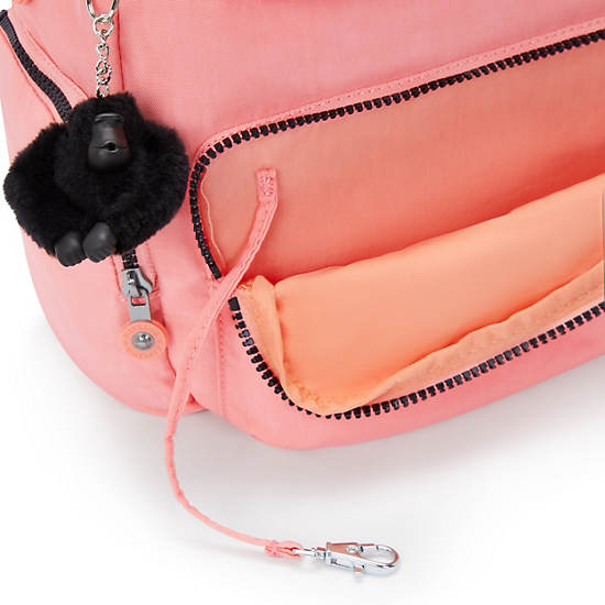 City Zip Small Backpack, Peach Peace, large