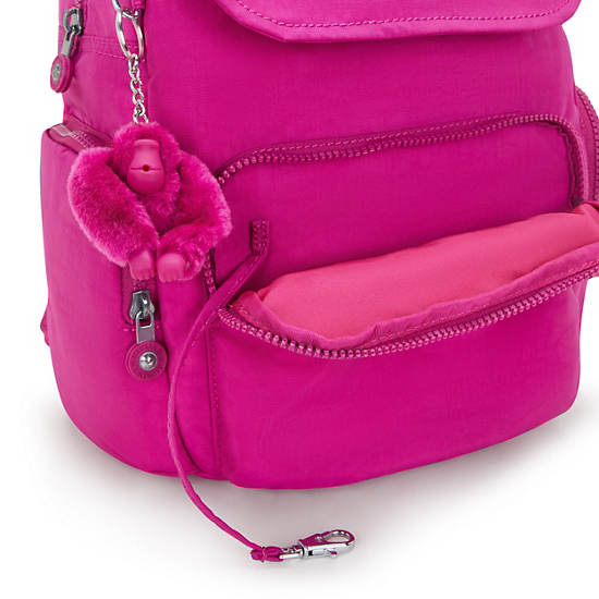 City Zip Small Backpack, Glowing Fuchsia, large