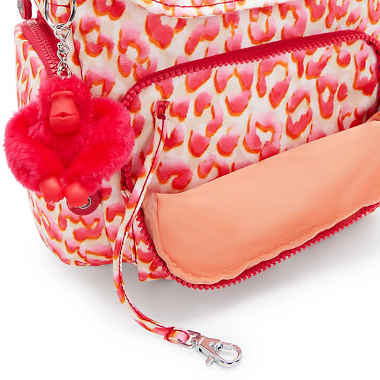 City Zip Mini Printed Backpack, Pink Cheetah, large