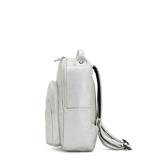 Seoul Small Metallic Tablet Backpack, Bright Metallic, large