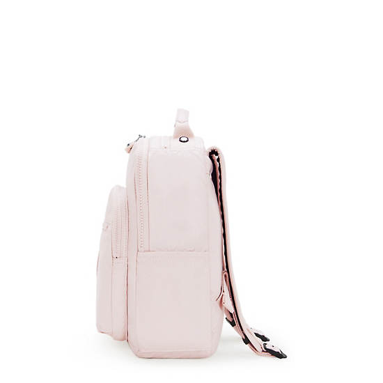 Seoul Small Metallic Tablet Backpack, Pink Shine, large