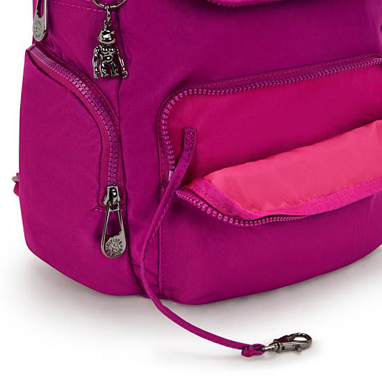 City Zip Small Backpack, Fuchsia Night, large