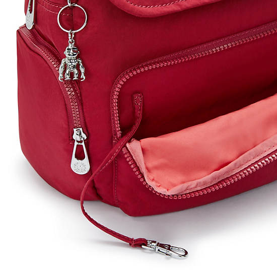 City Zip Small Backpack Red Red Wine Kipling