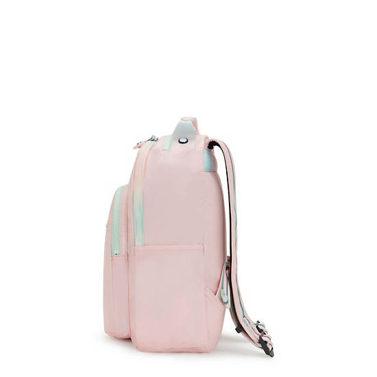 Seoul Small Metallic Tablet Backpack, Blush Metallic, large