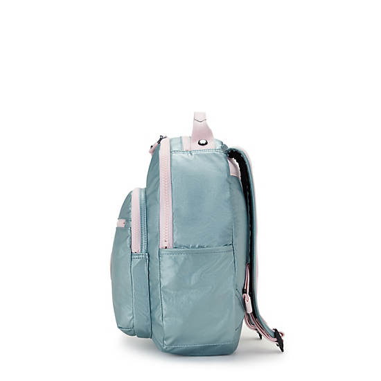 Seoul Small Metallic Tablet Backpack, Fairy Green Metallic, large