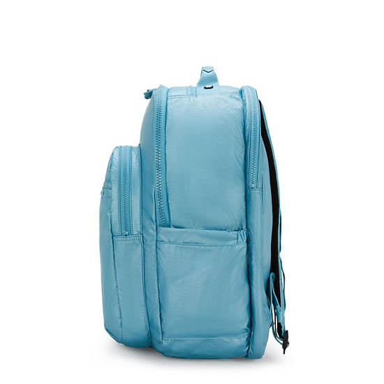 Seoul Extra Large Metallic 17" Laptop Backpack, Aqua Tides Metallic, large