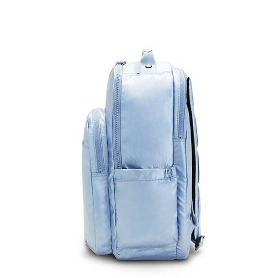 Seoul Extra Large Metallic 17" Laptop Backpack, True Blue Grey, large