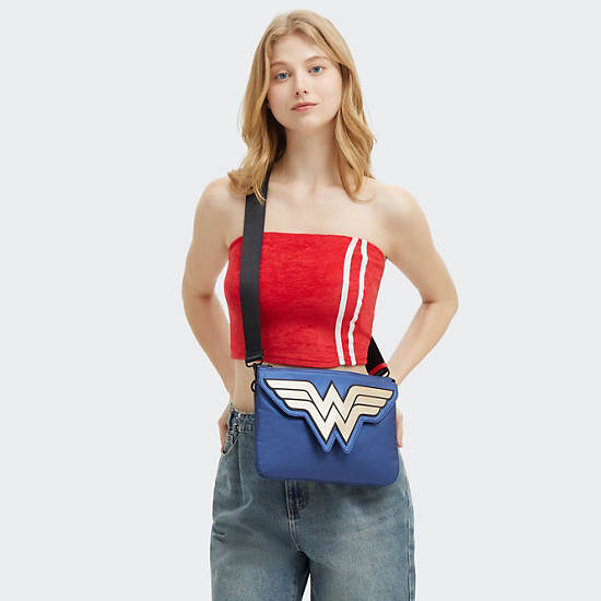 Wonder Woman Riri Lite Flap Crossbody Bag, Imperial Blue Block, large