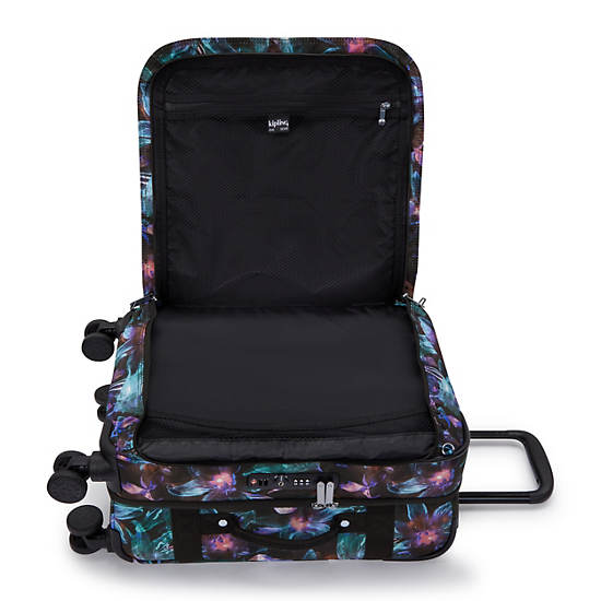 Spontaneous Small Printed Rolling Luggage, Spectral Orchid, large