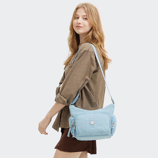 Gabb Small Printed Denim Crossbody Bag, Light Denim Jacquard, large