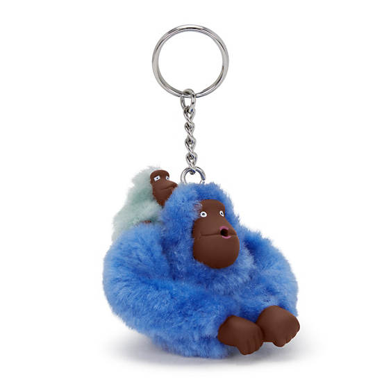 Mom and Baby Sven Monkey Keychain, Bouncy Blue, large