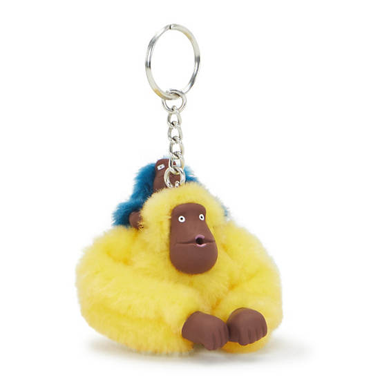 Mom and Baby Sven Monkey Keychain, Buttery Sun, large