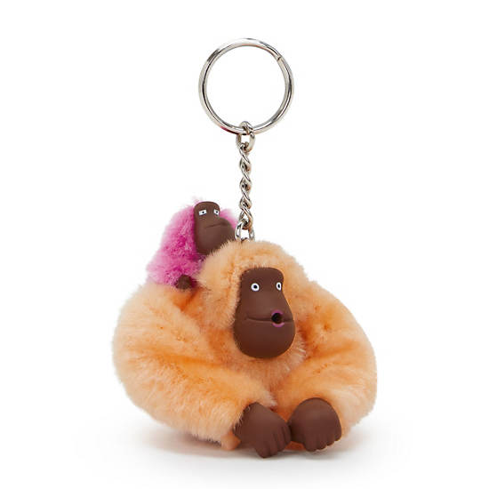 Mom and Baby Sven Monkey Keychain, Obvious Orange, large