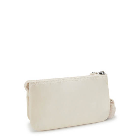 Creativity Large Metallic Pouch, Beige Pearl, large