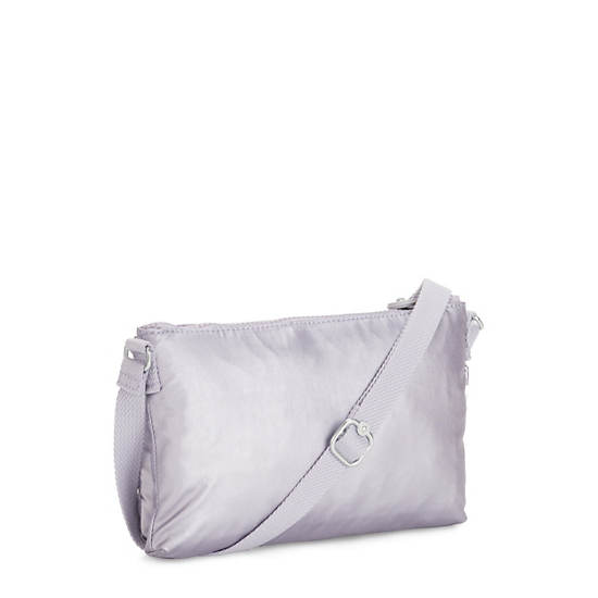 Mikaela Metallic Crossbody Bag, Frosted Lilac Metallic, large