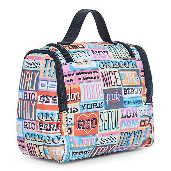Connie Printed Hanging Toiletry Bag, Hello Weekend, large