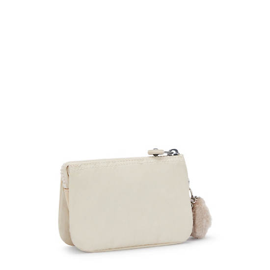 Creativity Small Metallic Pouch, Beige Pearl, large