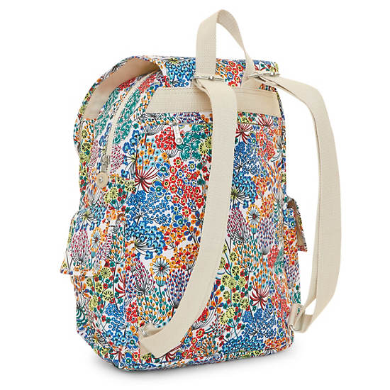Ravier Medium Printed Backpack - Little Flower Blue | Kipling