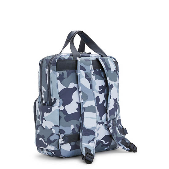 Audrie Printed Diaper Backpack, Cool Camo Grey, large