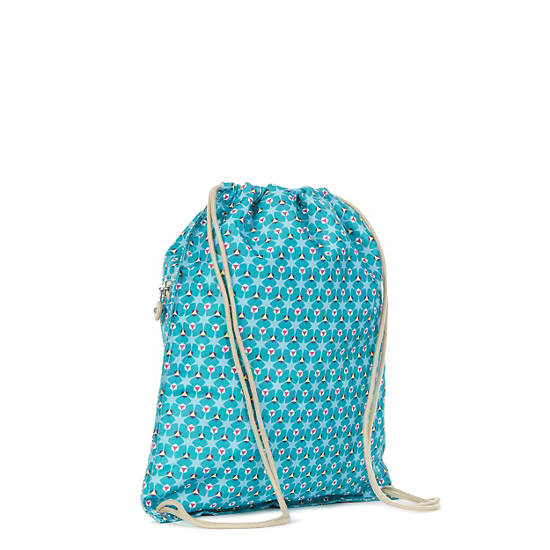 Supertaboo Printed Drawstring Backpack, Bayside Blue, large