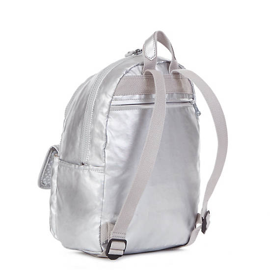 Tyler Small Metallic Backpack, Platinum Metallic, large