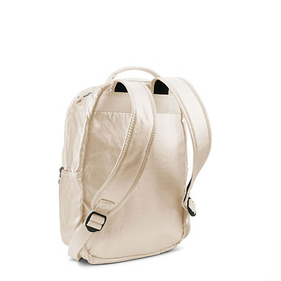 Seoul Small Metallic Backpack, Spicy Gold, large